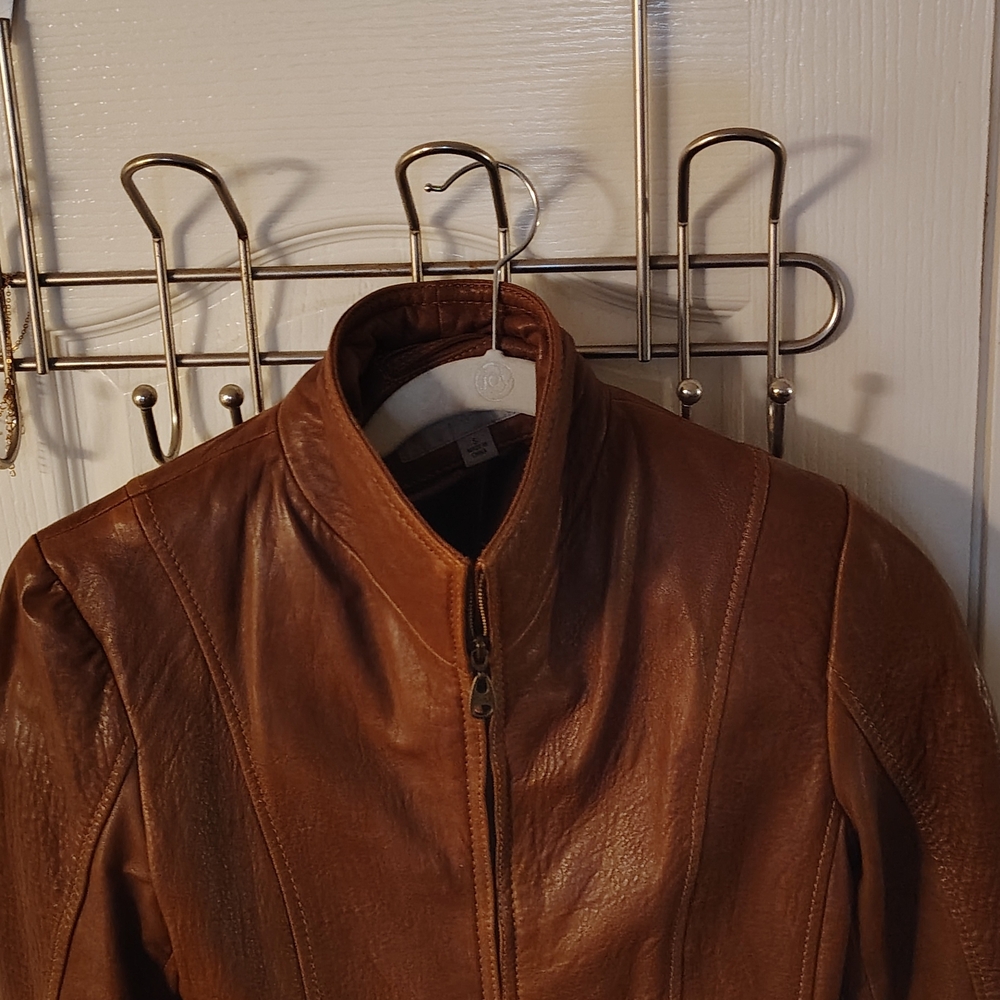MARC NEW YORK ANDREW MARC Brown Leather Jacket SIZE S